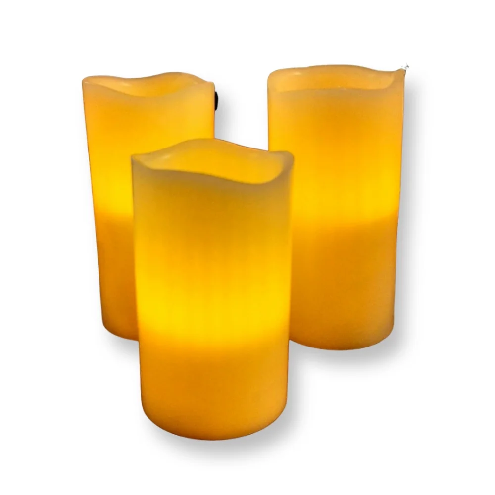 Flameless LED Pillar Candles-Ivory
